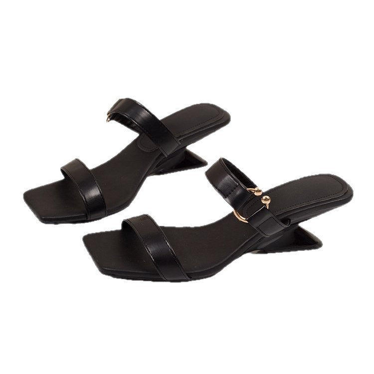 Damen elegante Slingback-Sandalen mit zierlichen Riemen und Blockabsatz EB