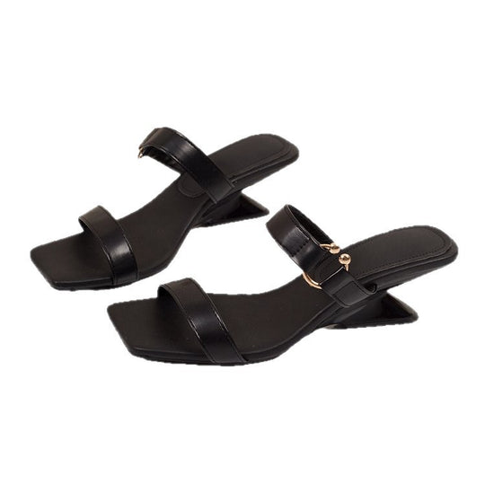Damen elegante Slingback-Sandalen mit zierlichen Riemen und Blockabsatz EB