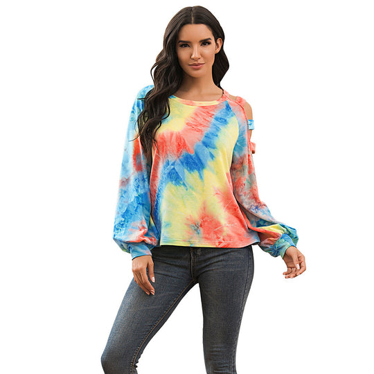 Damen lässiger Kapuzenpullover mit modischem Tie-Dye-Muster EB