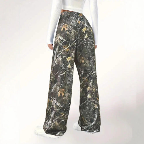 Damen Camouflage Palazzo-Hose mit elastischem Bund und komfortablem Schnitt EB