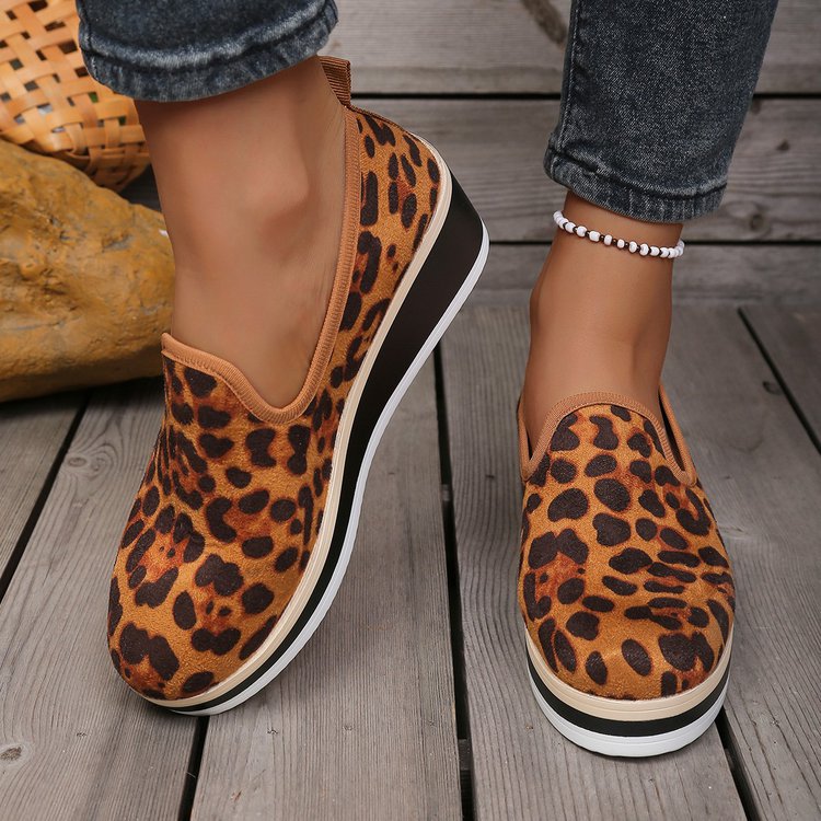 Damen Wedge-Sneaker mit animalistischem Muster und rutschfester Sohle EB