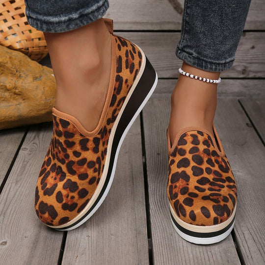 Damen Wedge-Sneaker mit animalistischem Muster und rutschfester Sohle EB