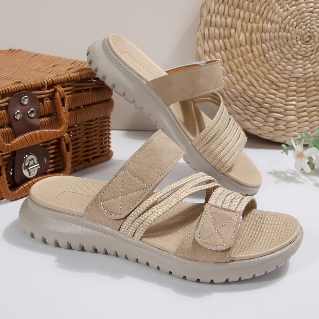 Damen komfortable Riemchensandalen mit elastischem Fußbett EB
