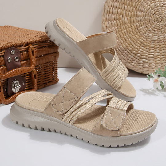 Damen komfortable Riemchensandalen mit elastischem Fußbett EB