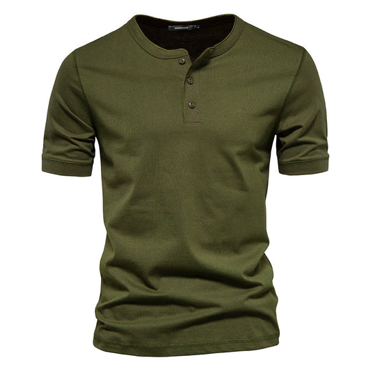 Herren nan schmal geschnittenes Kurzarmshirt mit kurzer Knopfleiste und geripptem Kragen aus Baumwollmix EB