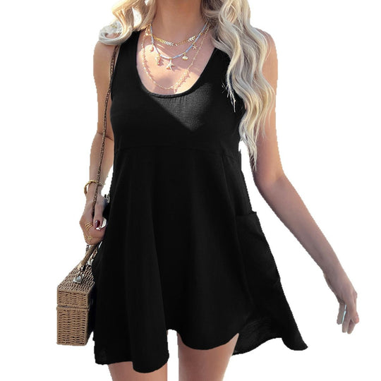 Damen Luftiges Sommerkleid mit lässigem Schnitt und praktischen Taschen EB