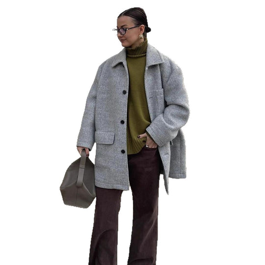 Damen Wollmantel mit klassischem Schnitt und praktischen Taschen EB