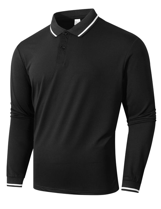 Herren Langarm Poloshirt mit sportlicher Rippstruktur EB