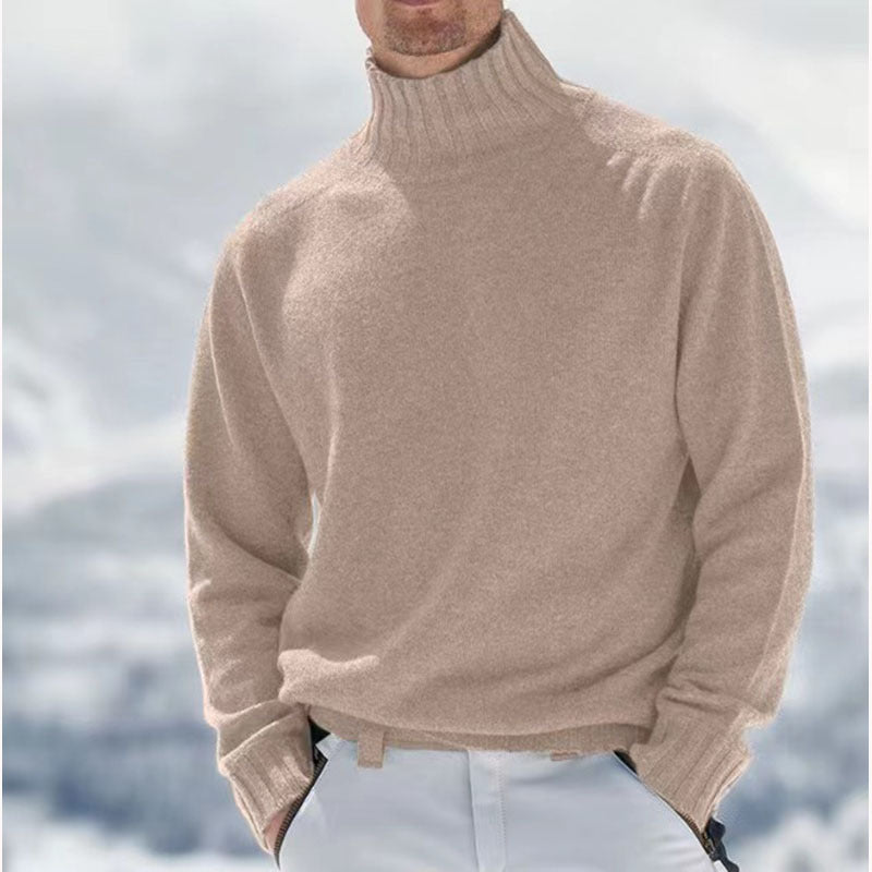 Herren Rollkragenpullover aus hochwertiger Wolle mit strukturierten Details EB