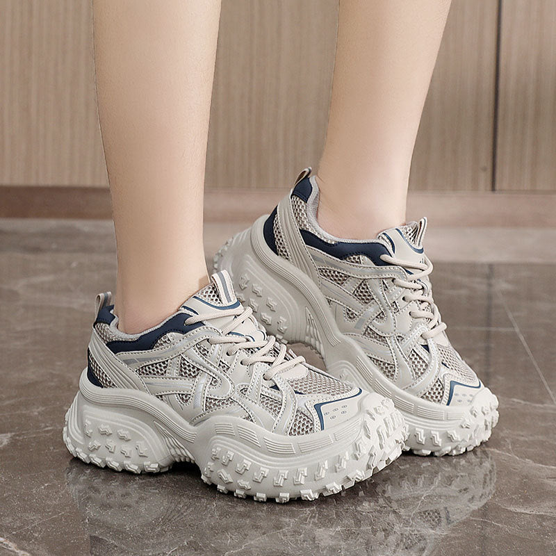 Damen Sportliche Chunky Sneakers mit atmungsaktiver Mesh-Oberfläche und stoßdämpfender Sohle EB