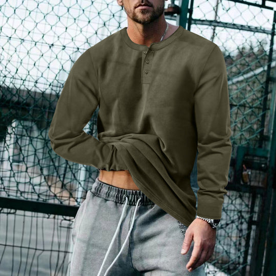 Herren Langarm-Henley-Shirt mit praktischem Knopfdesign und lässigem Schnitt EB