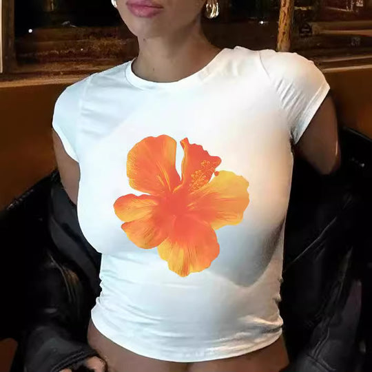 Damen Crop-T-Shirt mit kreativen Schleifen-Details EB