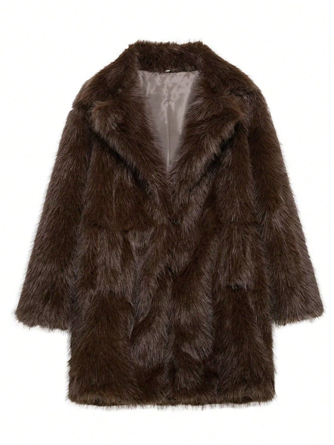 Damen luxuriöse Kunstfelljacke mit weichem Revers und großen Taschen EB