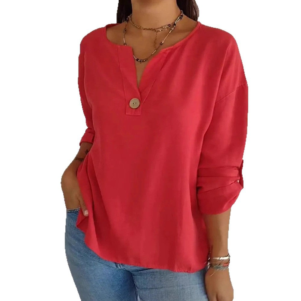 Damen Leichte und luftige Bluse mit Knopfleiste EB