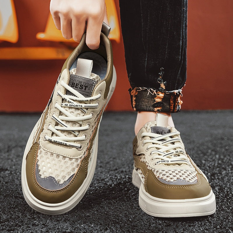 Herren atmungsaktive Wabenmesh-Street-Sneaker mit PU-Overlays, verstärkter Zehenkappe und profiliertem Gummirand EB