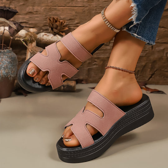 Damen Wedge-Pantoletten mit komfortablem Riemendesign und atmungsaktiver Sohle EB