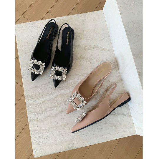 Damen Slingback Ballerinas mit funkelndem Strassdetail EB