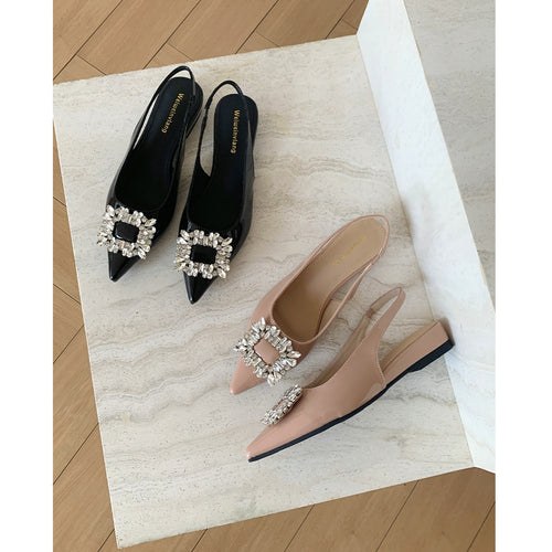 Damen Slingback Ballerinas mit funkelndem Strassdetail EB