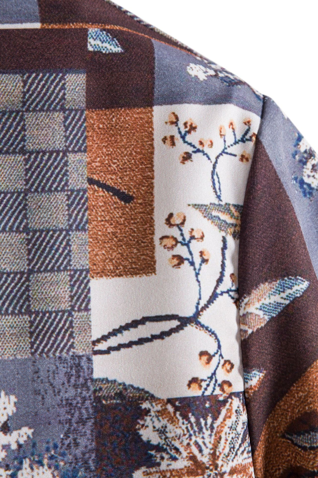 Herren Kurzarmhemd mit floralem Patchwork-Design EB