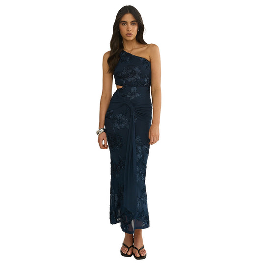 Damen Elegantes Abendkleid mit asymmetrischem Design und floralem Cut-Out EB