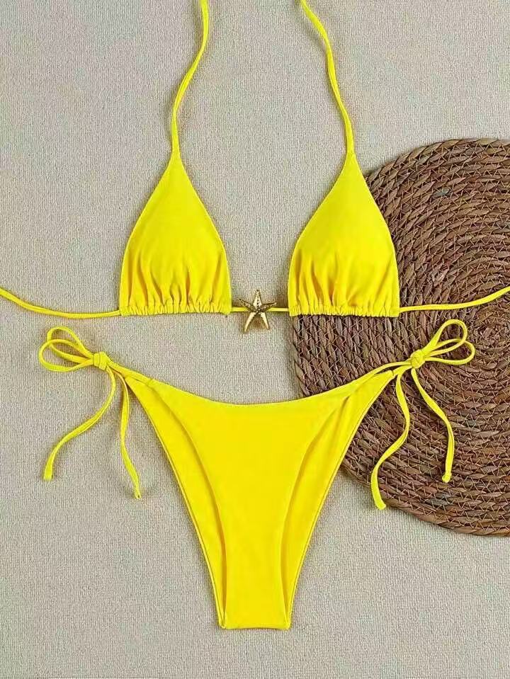 Damen Bikini-Set mit verstellbarem Triangel-Oberteil und hoher Taillenhose EB