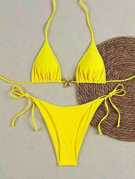 Damen Bikini-Set mit verstellbarem Triangel-Oberteil und hoher Taillenhose EB