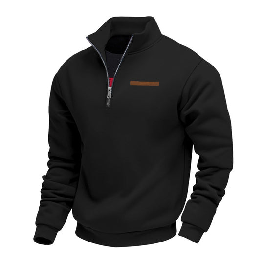 Herren nan Halbzip-Sweatshirt aus schwerem Fleece mit Stehkragen und verdeckter Brusttasche EB