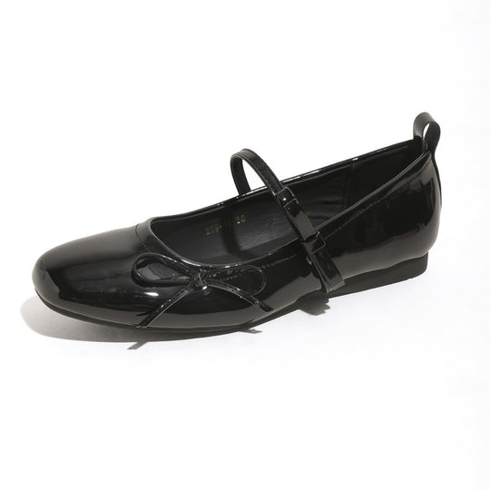 Damen Ballerina-Schuhe mit eleganter Schleifenverzierung und glänzender Oberfläche EB