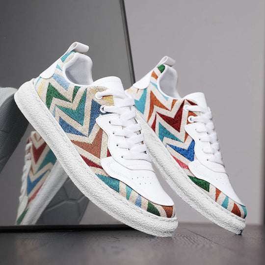 Damen modische Sneakers mit geometrischem Design und robuster Sohle EB