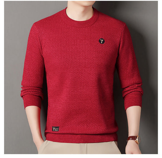 Herren Strukturierter Pullover mit Rundhalsausschnitt und hochwertiger Stricktextur EB