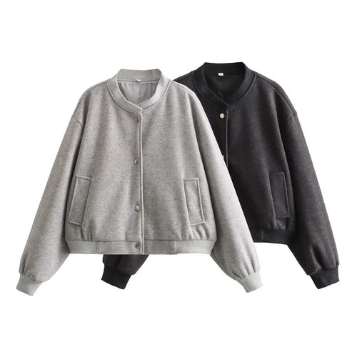 Damen modische Sweatjacke mit Knopfverschluss und praktischen Taschen EB