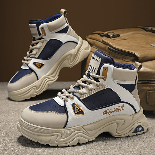 Herren High-Top City-Plateau-Sneaker mit skulpturierter Wellenlaufsohle, gepolstertem Knöchelkragen und griffiger Offroad-Traktion EB