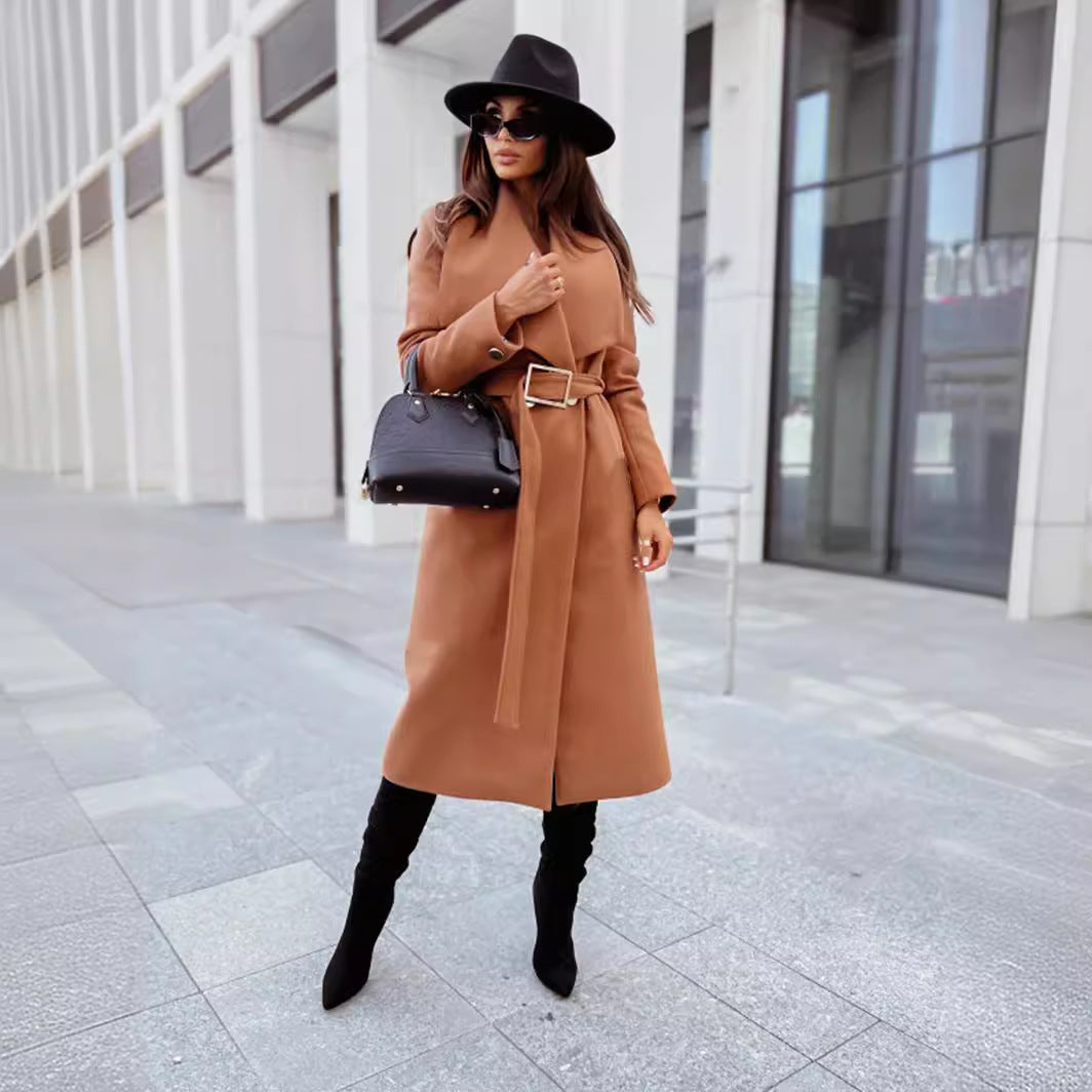 Damen eleganter Trenchcoat mit Gürtel und hochwertiger Verarbeitung EB