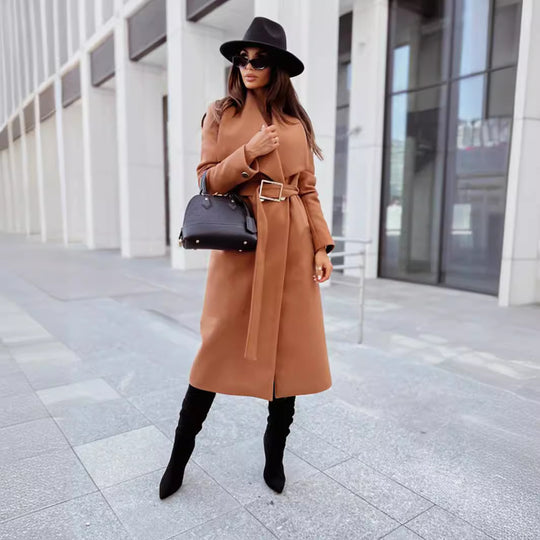 Damen eleganter Trenchcoat mit Gürtel und hochwertiger Verarbeitung EB