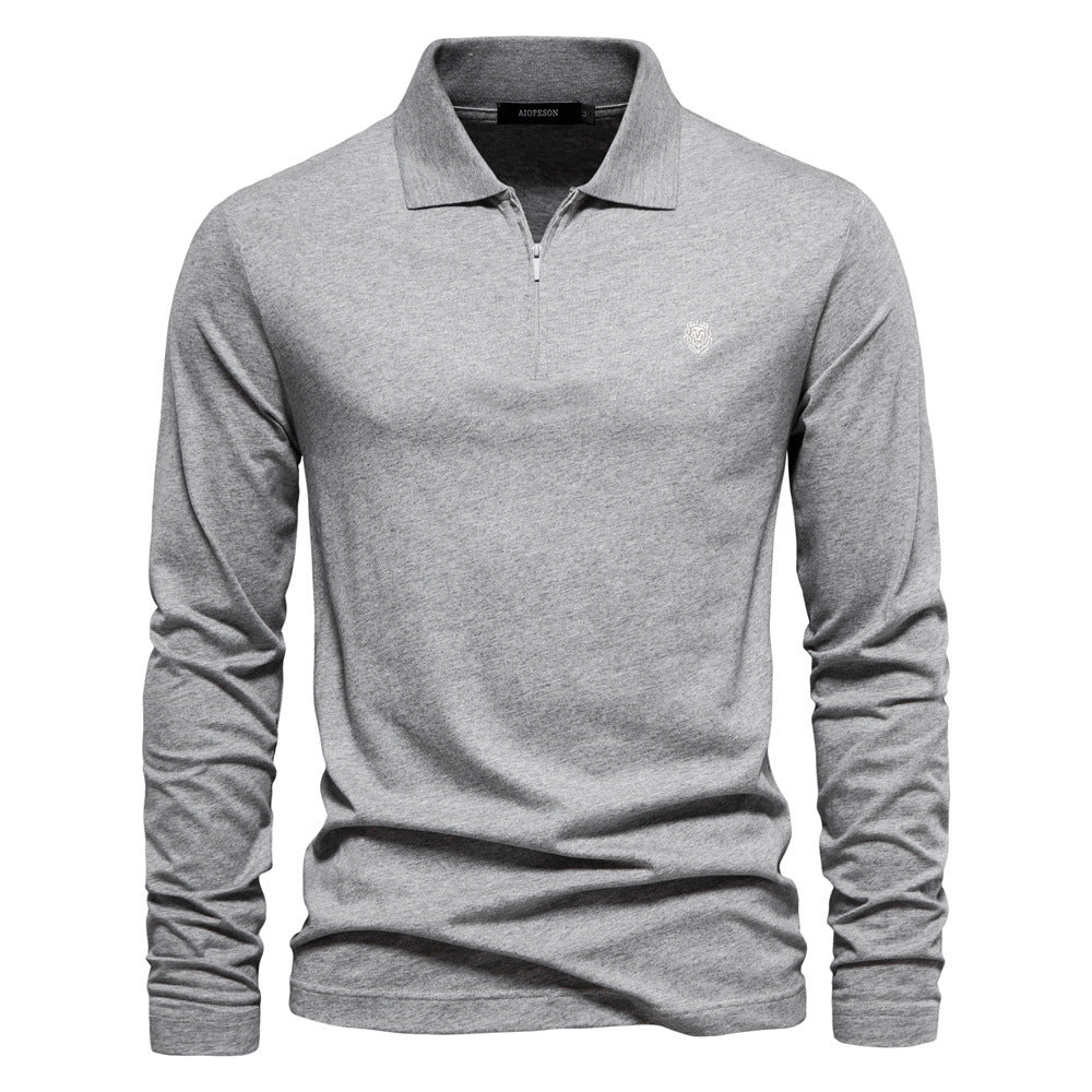 Herren Langärmliges Poloshirt mit modischem Reißverschluss und angenehmer Baumwollmischung EB