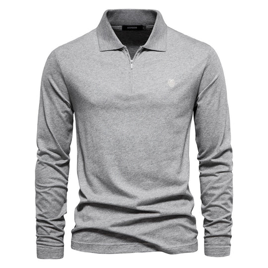 Herren Langärmliges Poloshirt mit modischem Reißverschluss und angenehmer Baumwollmischung EB