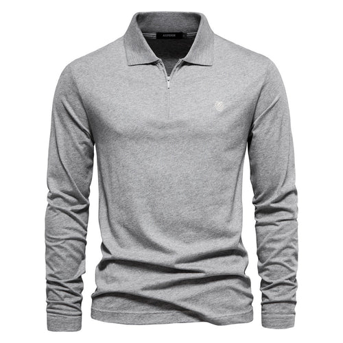 Herren Langärmliges Poloshirt mit modischem Reißverschluss und angenehmer Baumwollmischung EB