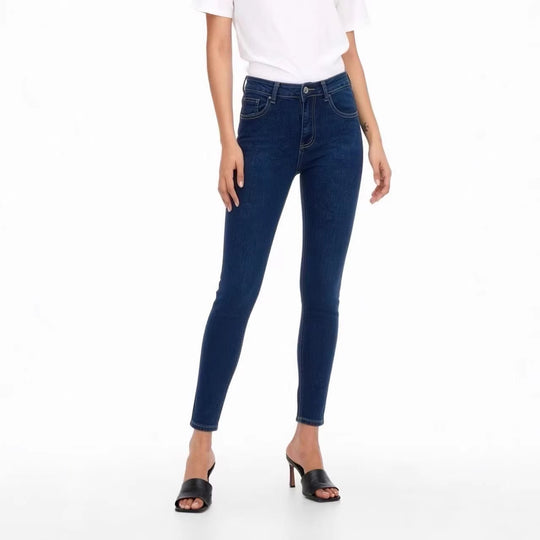 Damen nan hochgeschnittene Skinny-Jeans mit figurformendem Stretch und knöchellanger Passform EB