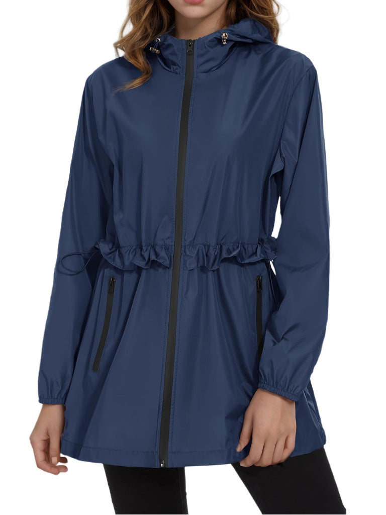 Damen Leichte Übergangsjacke mit verstellbarem Kordelzug und seitlichen Taschen EB