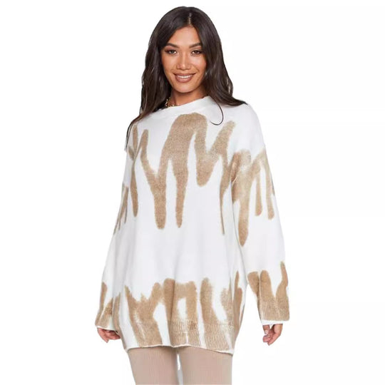 Damen Lässiger Pullover mit einzigartigem Farbverlauf und weitem Schnitt EB