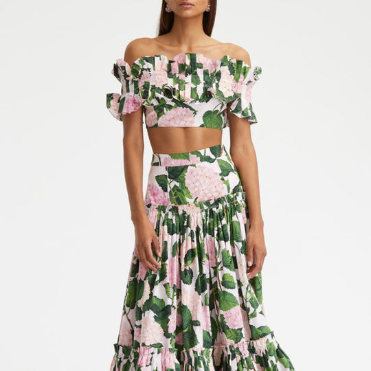 Damen Einteiler Badeanzug mit voluminösen Rüschendetails und floralem Design EB