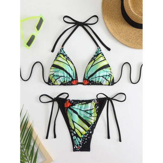 Damen Triangel-Bikini mit innovativem Schmetterlingsmuster EB