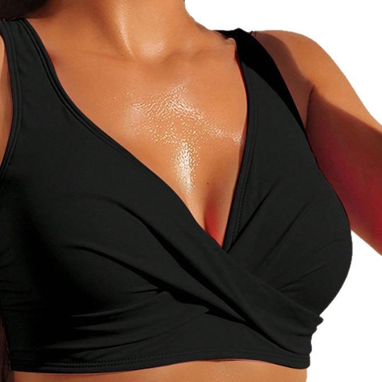 Damen Sport-Bikinioberteil mit modischem Wickel-Design EB