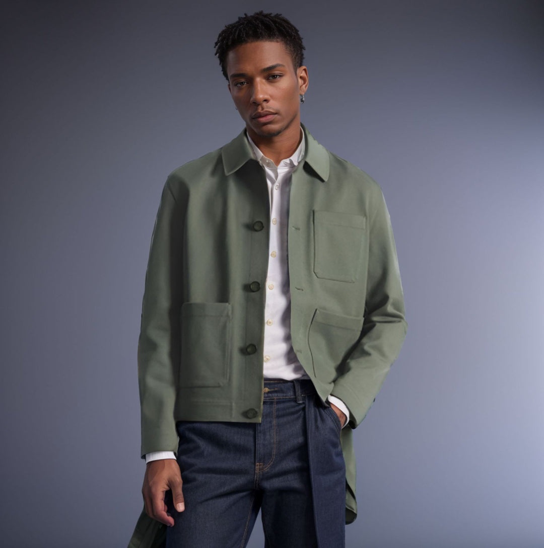 Herren modische Jacke mit aufgesetzten Taschen und hochwertigem Material EB