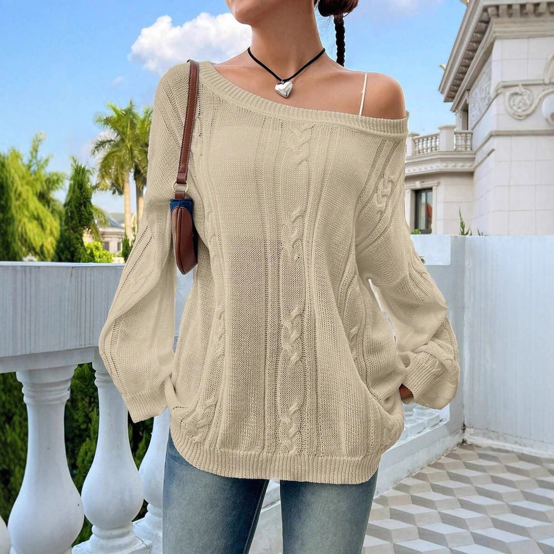 Damen Strickpullover mit asynchronem Schnitt und lockerem Fall EB