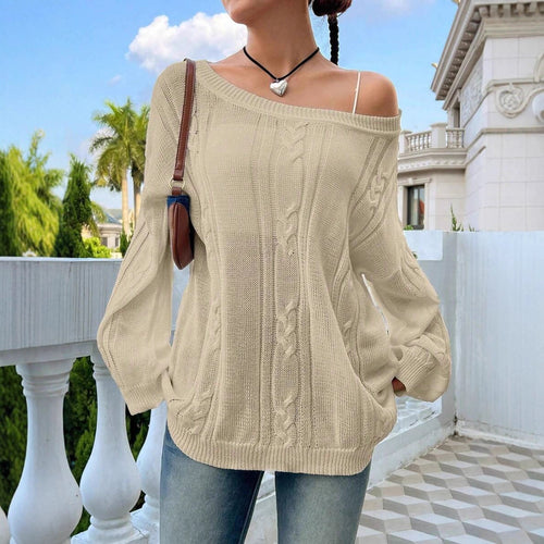Damen Strickpullover mit asynchronem Schnitt und lockerem Fall EB