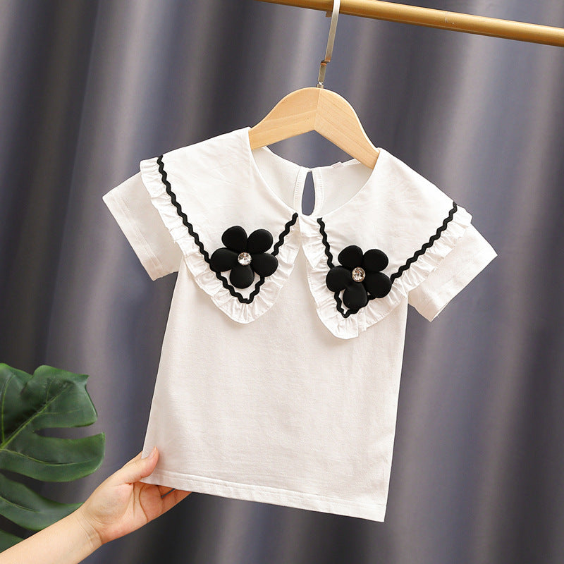 Damen elegante und verspielte Bluse mit Volantkragen EB