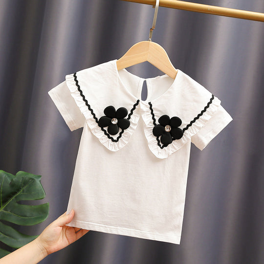 Damen elegante und verspielte Bluse mit Volantkragen EB
