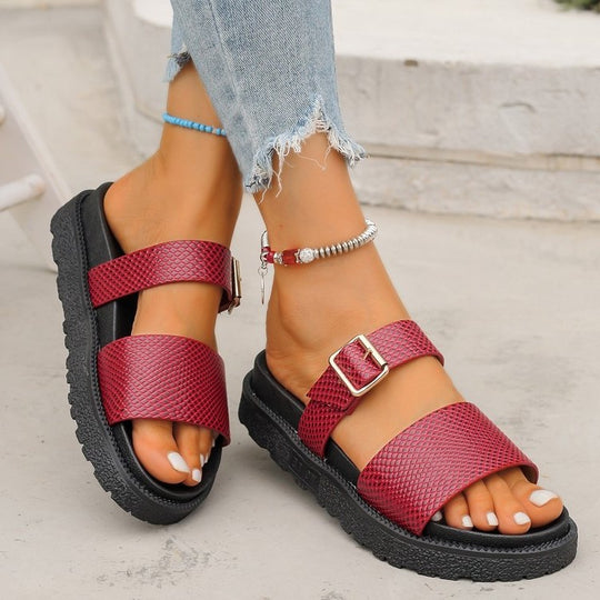 Damen Riemchen-Sandalen mit gepolstertem Fußbett und modischen Schnallen EB