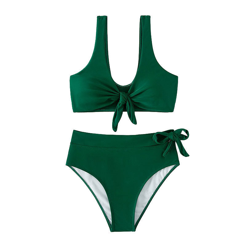 Damen Hochtaillierter Bikini mit modischem Knoten und unterstützendem Top EB